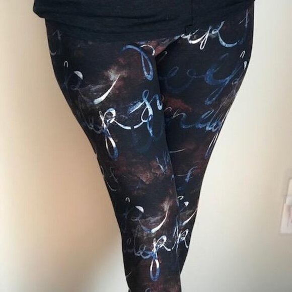 LEGGINGS DEPOT Brown & Cream Abstract Print Full length Leggings Size 12 NWT - Picture 1 of 6